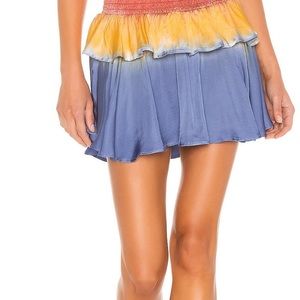 Silky Smocked Flouncy Tiered Mini Skirt